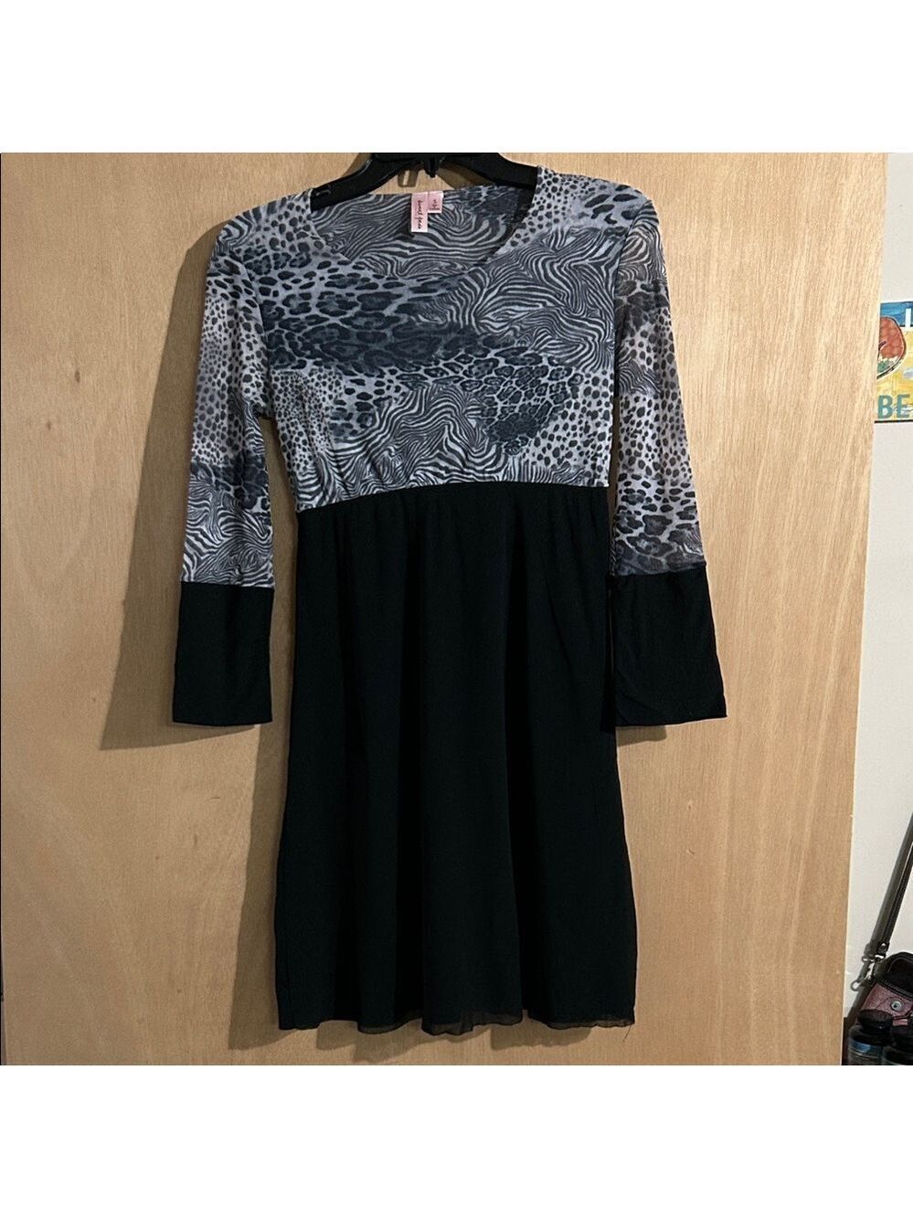 Sweet Pea Black and Gray Animal Print Dress